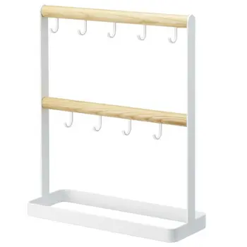 

2Layer Wood Earrings Jewelry Display Stand Holder Storage Ring Necklace Bracelet