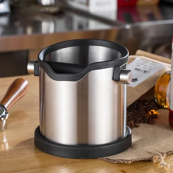 

Stainless Steel Espresso knock Box and Coffee Grind Dump Container, Shock-Absorbent knock Bar For Easy Coffee Ground Disposal