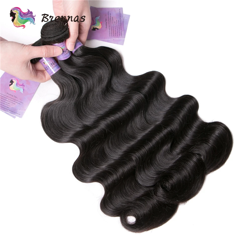 Brennas малайзийские пряди волос с закрытием объемная волна с закрытием средний коэффициент натуральные человеческие волосы remy плетение 4X4 закрытие 8-26 дюймов