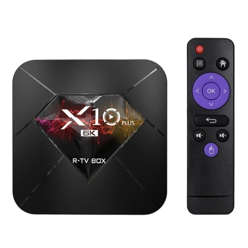 R-TV BOX X10 PLUS Android 9.0 Smart TV Box Allwinner H6 UHD 4K Media Player 6K Image Decoding 4GB / 64GB 2.4G WiFi 100M LAN USB3 R-TV BOX X10 PLUS Android 9.0 Smart TV Box Allwinner H6 UHD 4K Media Player 6K Image Decoding 4GB / 64GB 2.4G WiFi 100M LAN USB3