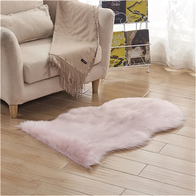 Искусственный мех, искусственная шерсть, овчина, мягкий коврик для гостиной, спальни, лохматый Противоскользящий ковер, подушка для сиденья, длинные волосы, Пушистый Ковер A008D - Цвет: Pink