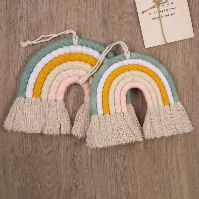

Kids Nursery Room Decor Handmade Weaving Rainbow Wall Hanging Home Decoration X4YE