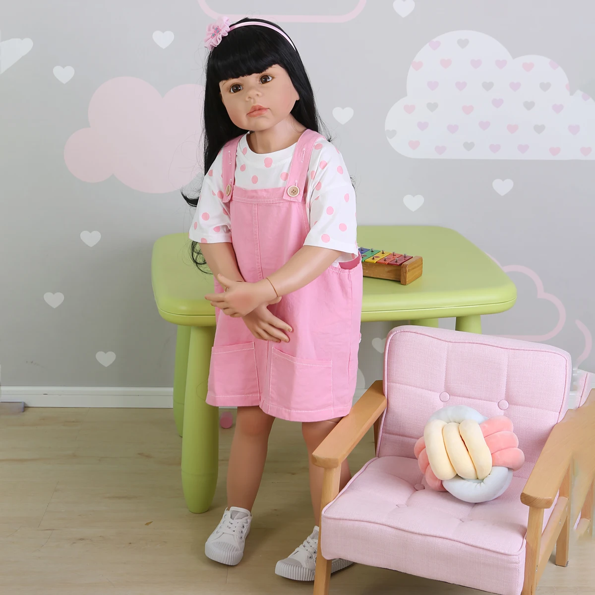 Modèle de robe de princesse pour bébé fille de 3 à 4 ans, modèle de poupée  Reborn, chef-d 'œuvre Original, corps entier joint par balle, 98CM