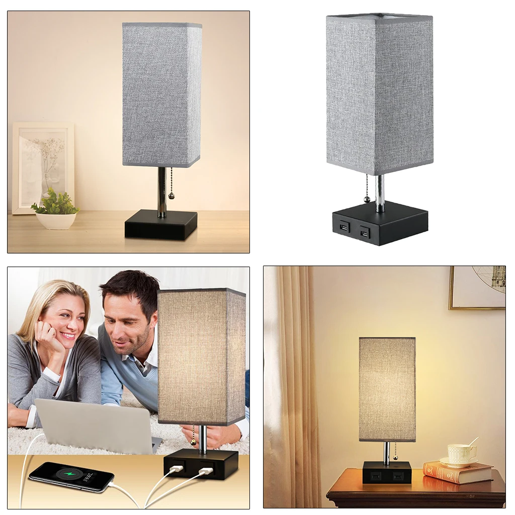 Modern Table Lamp Fabric Lampshade for Bedroom Study Room Bedside Table Reading Lights