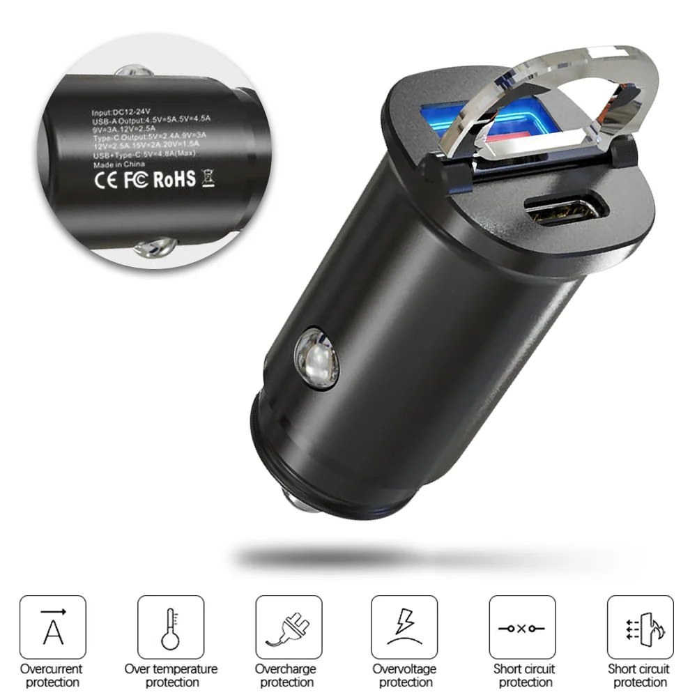 Автомобильное зарядное устройство с двумя внешними USB-портами 3 0 быстрая зарядка