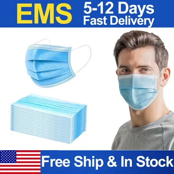

US Free Ship! Fast Delivery Disposable Masks 3 Layers Protection Nose Facial Mask Non-Woven Dust Proof Ear loop Mouth Face Mask