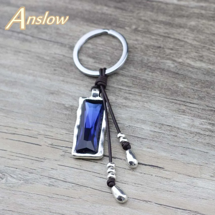 Бренд Anslow ювелирных изделий Кристалл ручной работы кожаная сумка цепочки кольца для ключей для женщин женские аксессуары для ключей LOW0016KY
