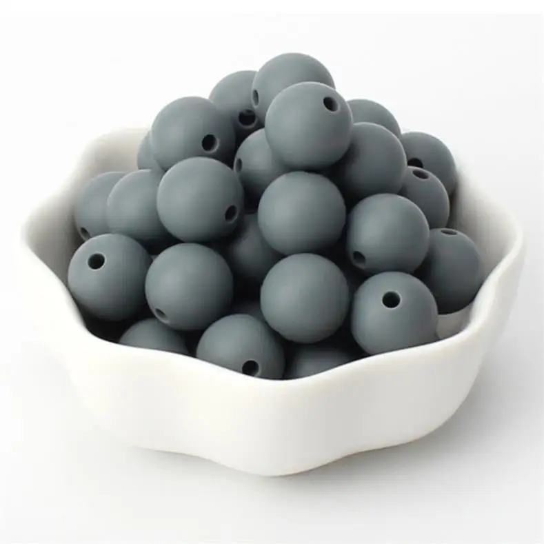 15 Dim Gray Keep& Grow 1000 шт Круглые Силиконовые бусы 12 мм Детские Прорезыватели из бисера для кормления своими руками ювелирные изделия пустышки цепи инструменты Детские Прорезыватели BPA бесплатно - Цвет: 15 Dim Gray