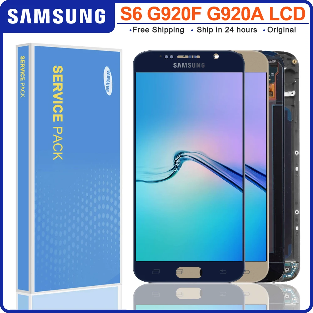 ORIGINAL 5.1'' LCD Display for SAMSUNG Galaxy S6 + Frame G920 SM-G920F G920F G920FD Touch Screen Digitizer Assembly | Мобильные