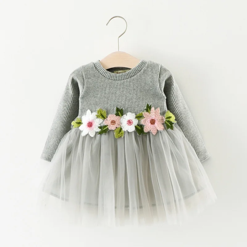HYLKIDHUOSE г., весеннее платье для маленьких девочек платье-пачка с цветочным рисунком для девочек детское Хлопковое платье с длинными рукавами одежда для малышей