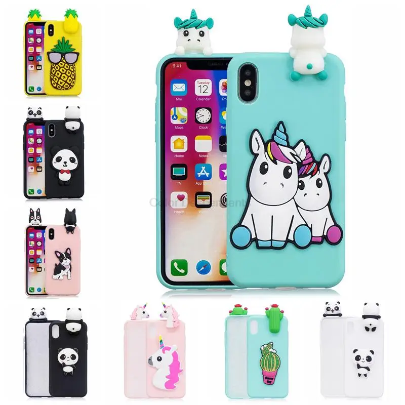 3D Panda Unicorn Cat Cactus Soft Silicone TPU Case For Coque iPhone 11 Pro Max X XR XS MAX 6 6S 7 8 Plus 5 5S SE Funda Capa | Мобильные