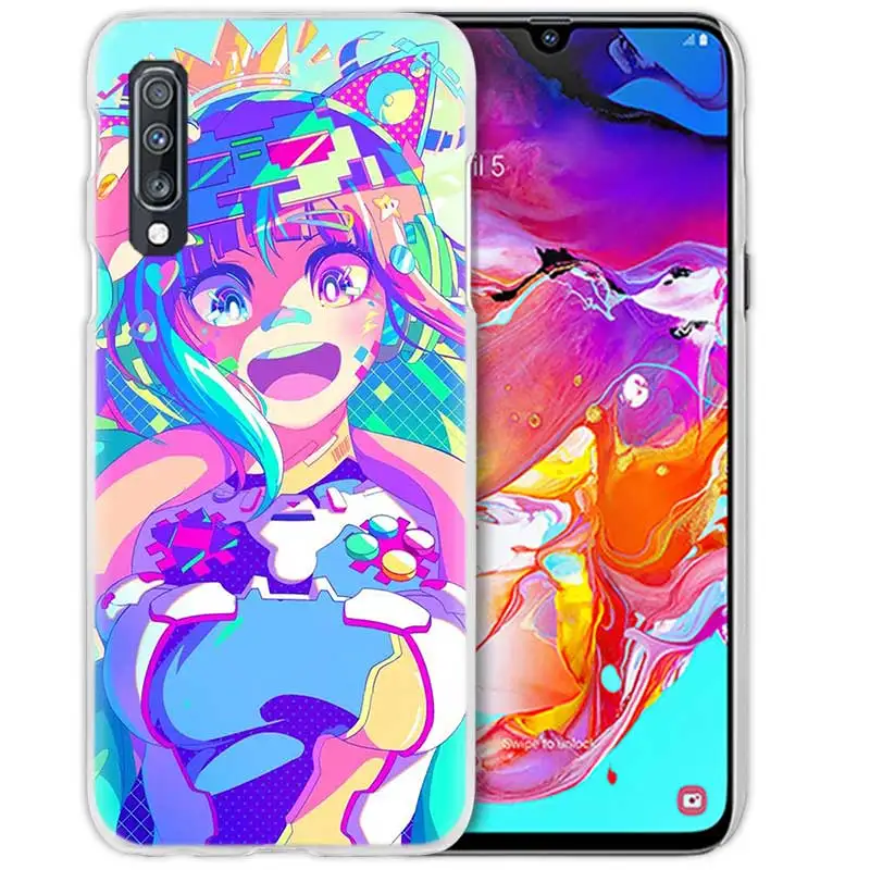 Неоновые они девочек с рисунком в стиле аниме чехол для samsung Galaxy A50 A70 A20e A80 A60 A40 A30 A20 A10 A8 A6 плюс A9 A7 жесткий чехол для телефона с рисунком в виде Coque