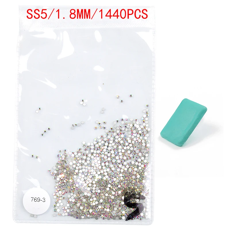 ss5(1440pc) Супер Блестящий 1440 шт SS3-SS30 с плоской задней частью разноцветные стразы для украшения ногтей и танцевальных украшений - Цвет: ss5(1440pc)