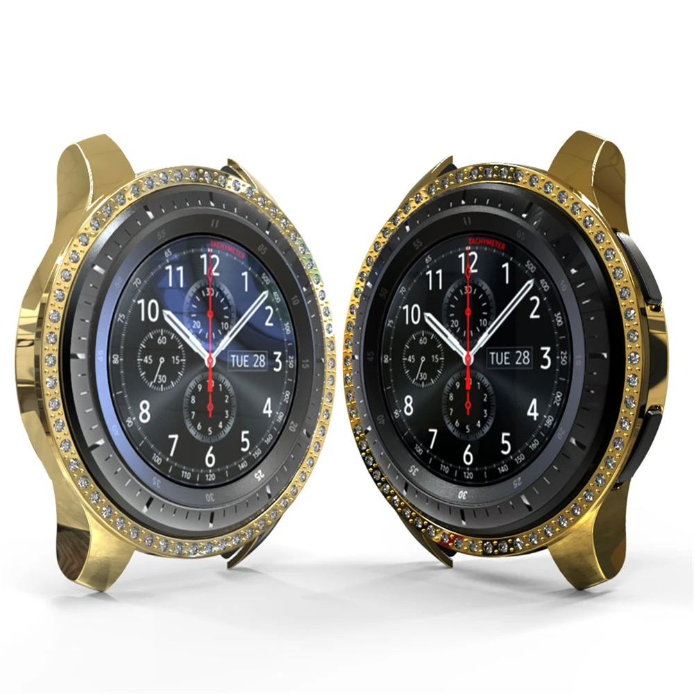 Роскошная рамка для корпуса чехол для samsung Galaxy Watch 46 мм 42 мм для Шестерни S3 защитный чехол с защитой от царапин со стразами с гальванопокрытием рамка