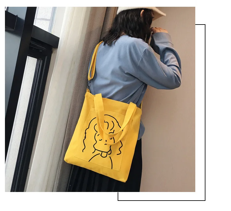 Корейский стиль Ulzzang Harajuku рюкзак из холщовой ткани с принтом женская сумка на плечо в японском стиле для колледжа Студенческая сумка на плечо