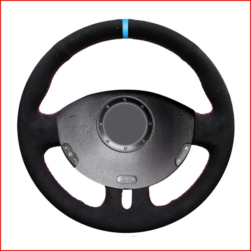 Black-Suede-Steering-Wheel-Cover-for-Renault-Clio-3-2005-2006-2007