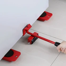 Ensemble d'outils professionnels de déplacement de meubles, 5 pièces, levage de Transport d'objets lourds, rouleau de déménagement à roues avec barre de roue, dispositif à main mobile 