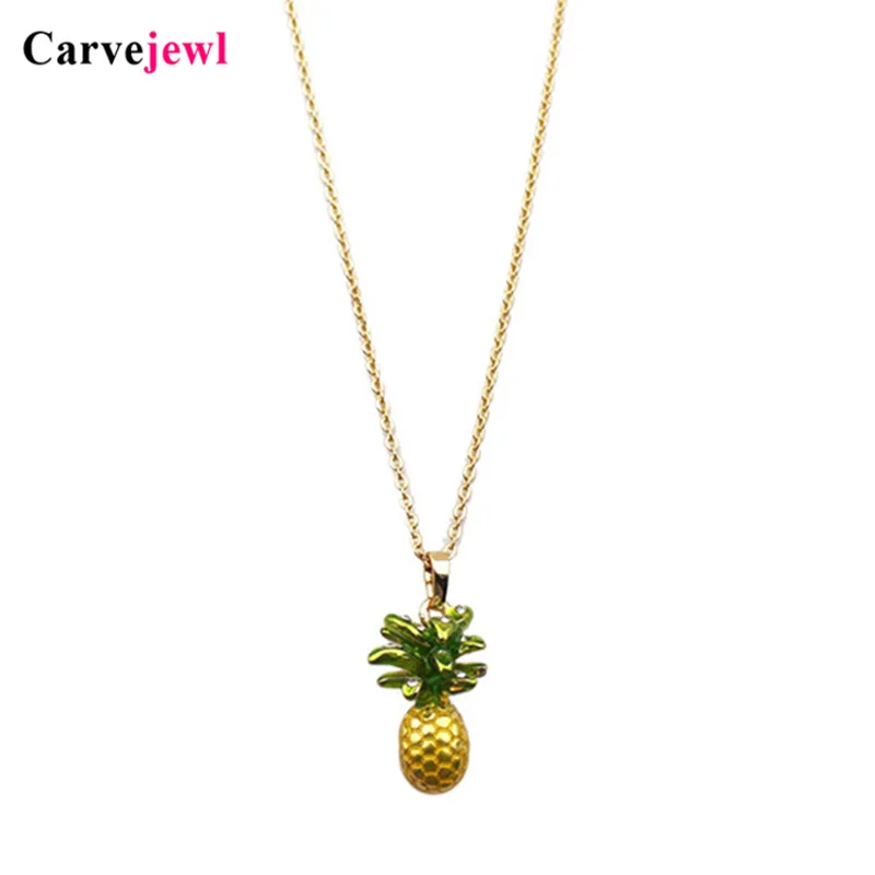 

Carvejewl simple Pineapple Necklace For Women Gold Color Choker Statement Necklace With enamel glaze Fashion Jewelry Bijoux Gift