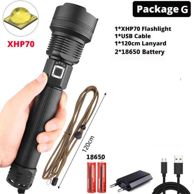 Самый мощный XHP90 светодиодный фонарик XLamp Zoom Torch XHP70.2 USB Перезаряжаемый тактический фонарь 18650 или 26650 ходовой охотничий фонарь - Испускаемый цвет: G