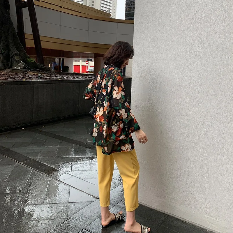 

Suit Jacket Women's Summer Thin Section Large Flower Korean-style Long Sleeve Loose-Fit Versatile Elegant Leisure Suit