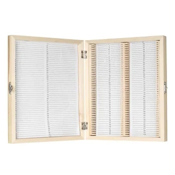 

Storage Box Wooden Contents Sheet Durable Large Capacity Tool With Numbered Slots Microscope Slides 100 Places Lab Organizer