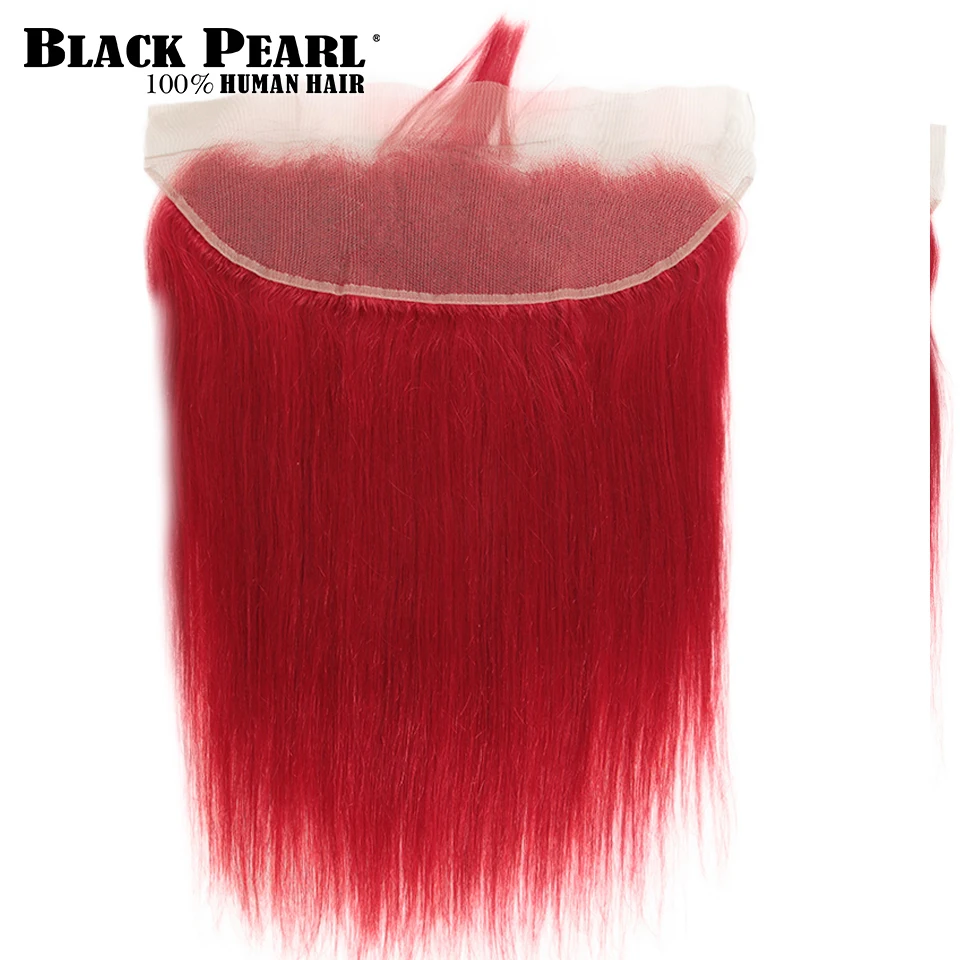 Pacotes com Frontal Brasileiro em Linha Extensões do Cabelo Pacotes de Pacotes Vermelhos com Frontal Preto Pérola Vermelha Reta Remy Humano 2 3 6 Pacotes com 3/4 com fecho
