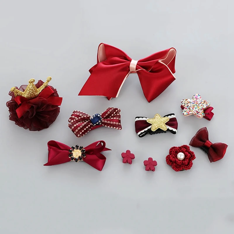 10 PCS Hair Clip Set Cute Crown Bowknot Kind Hairpin Flower Star Girls Hair Accessories Headwear Headband Hairgrip