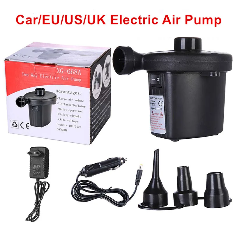 Electric Air Pump Inflator for Inflatables Camping Bed Pool 240V//12V Home Car UK