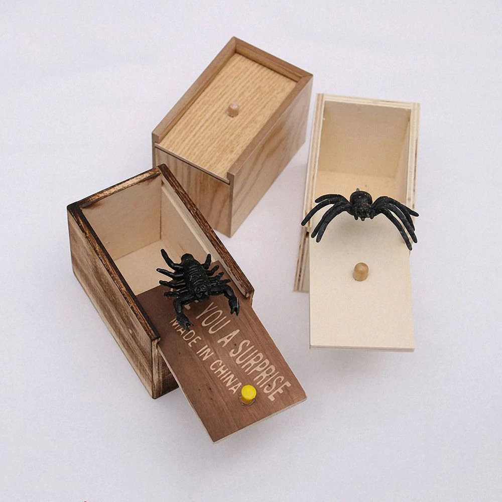 Novelty Prank Scare Spider Box Wooden April Fool S Day Surprise Lifelike Practical Joke Trick Play Scare Toy Gag Kids Funny Gift Gags Practical Jokes Aliexpress