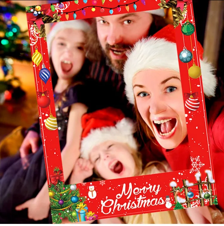 FENGRISE Happy новогоднее; Рождественское украшение для дома Photo Booth рамки реквизит с утолщённой меховой опушкой, хороший подарок год Eve вечерние поставки