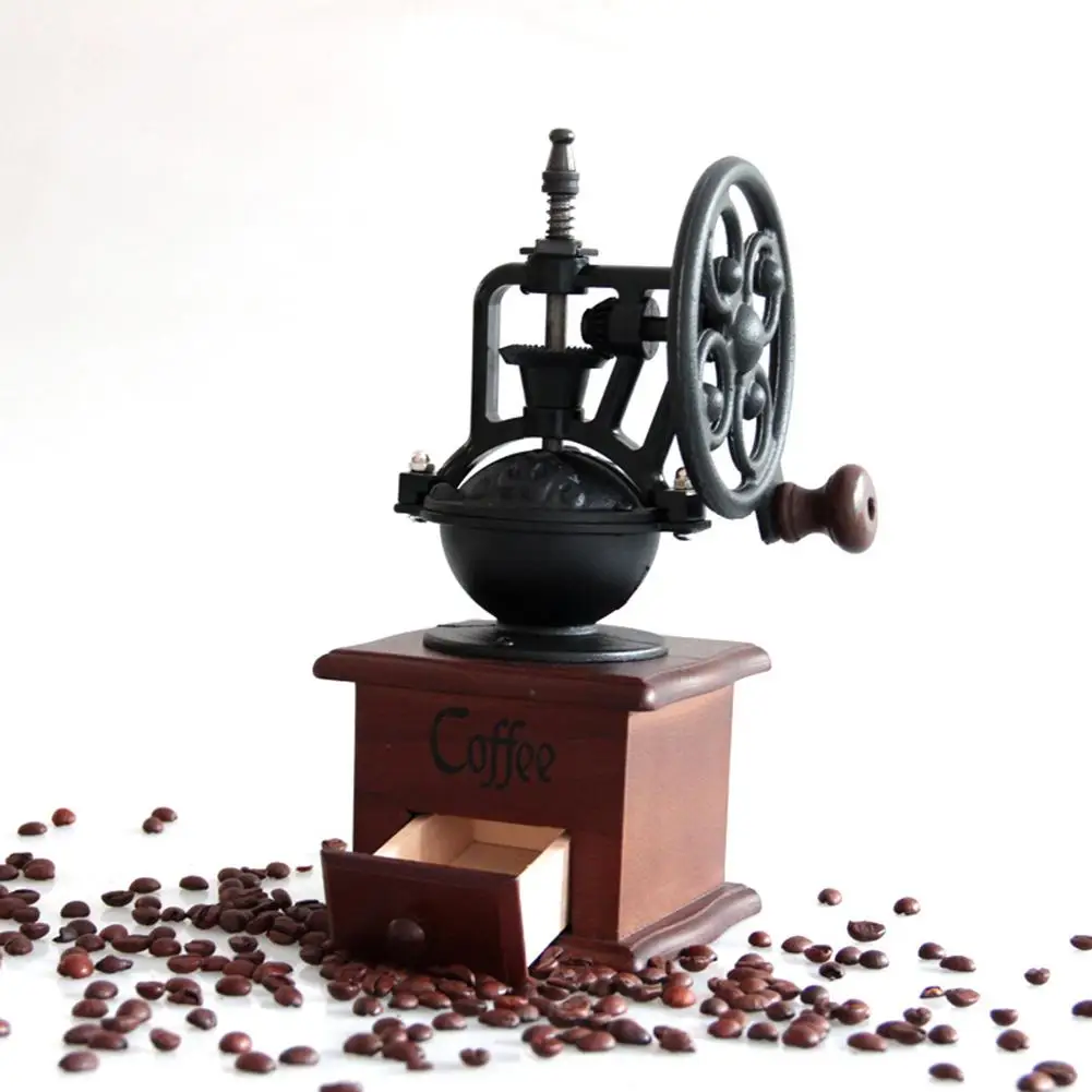Vendedor Caliente Molinillo de Café Manual Vintage, Noria, manivela de mano, cafetera para el hogar, creatividad, molino de harina, pequeña máquina de café zWzKE3EYVrZ