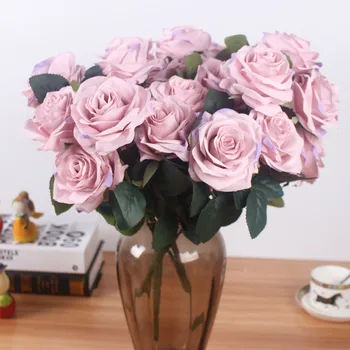 

Fake Flower Artificial silk 1 Bunch French Rose Floral Bouquet Arrange Table Daisy Wedding Flowersa Decor Prty accessory Flores