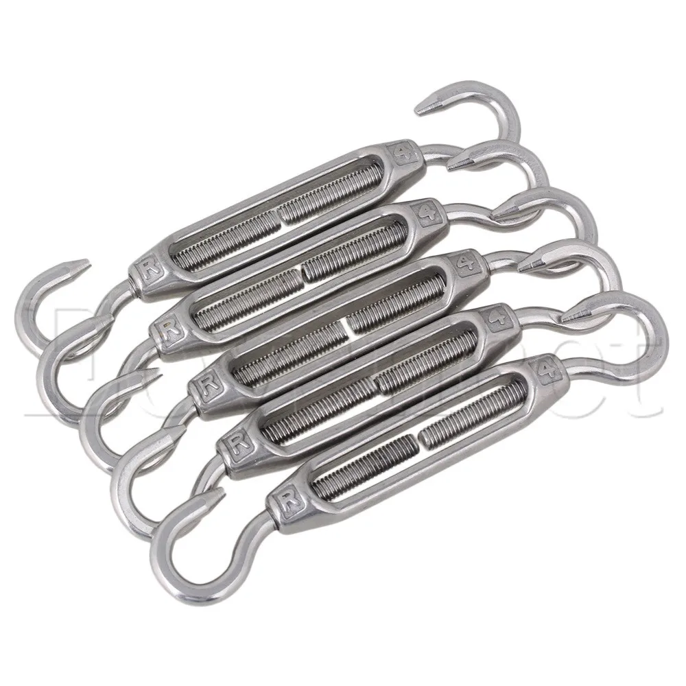 5pcs M4 European Style Hook&Hook Turnbuckle for Wire Rope 304 Stainless
