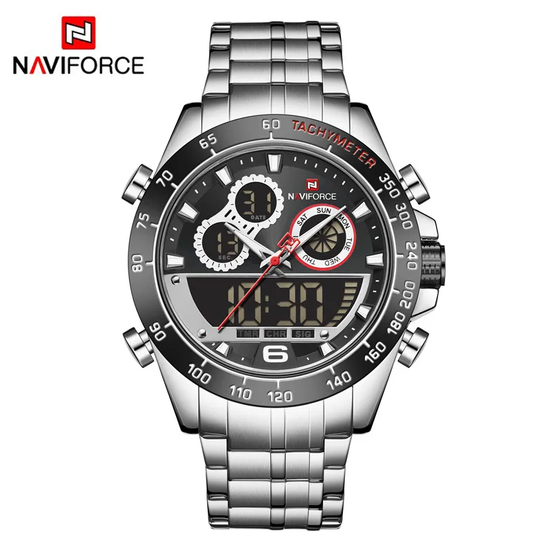 NAVIFORCE Men Military Luxury Watch Quartz Sport Casual Full Steel Wrist Watch Digital Analog Waterproof Clock Relogio Masculino 