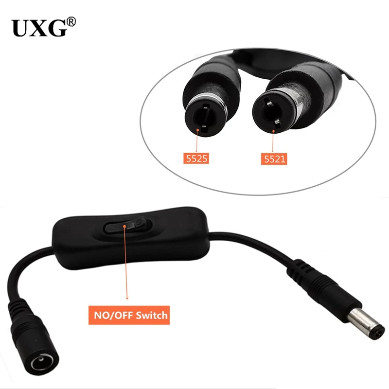 

DC 5.5mm X 2.1mm 2.5mm Male To Female Power Cord Extension Cable 3A Cable With On / Off Switch Power Cable 20cm