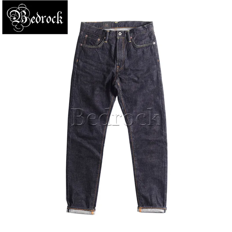 14oz selvedge vintage washed raw denim jeans for men reproduce 501CT original deep blue cattle jeans slim-fit pencil pants