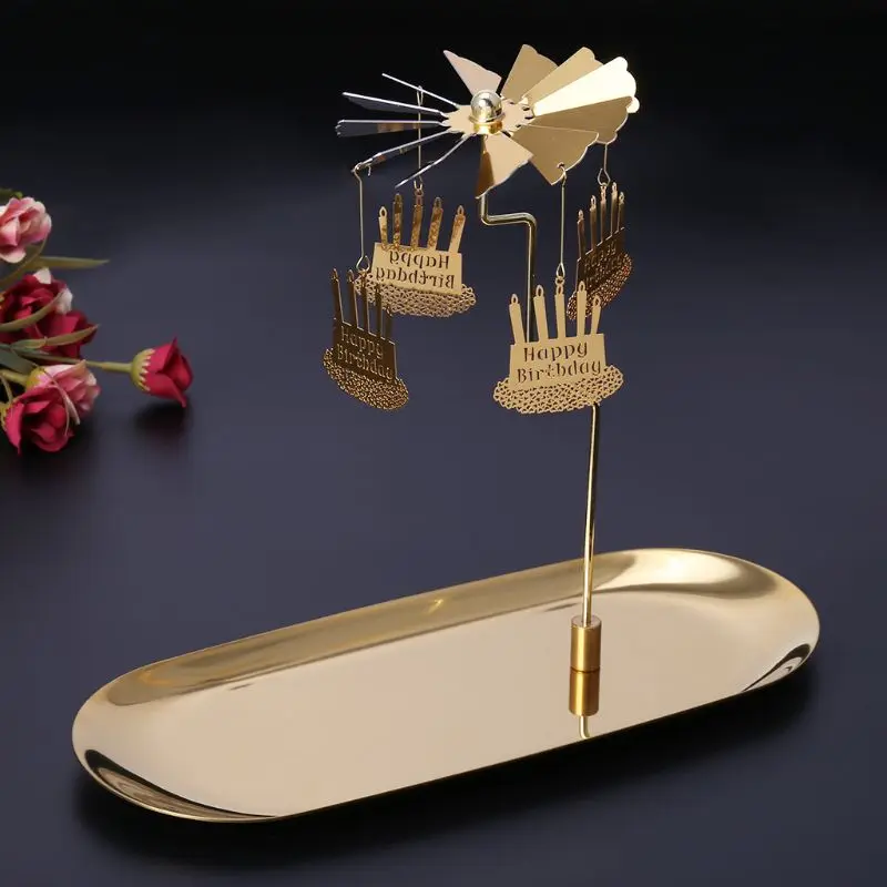 Рождество Магнитный вращающийся карусель Tealight подсвечник металлическая подставка