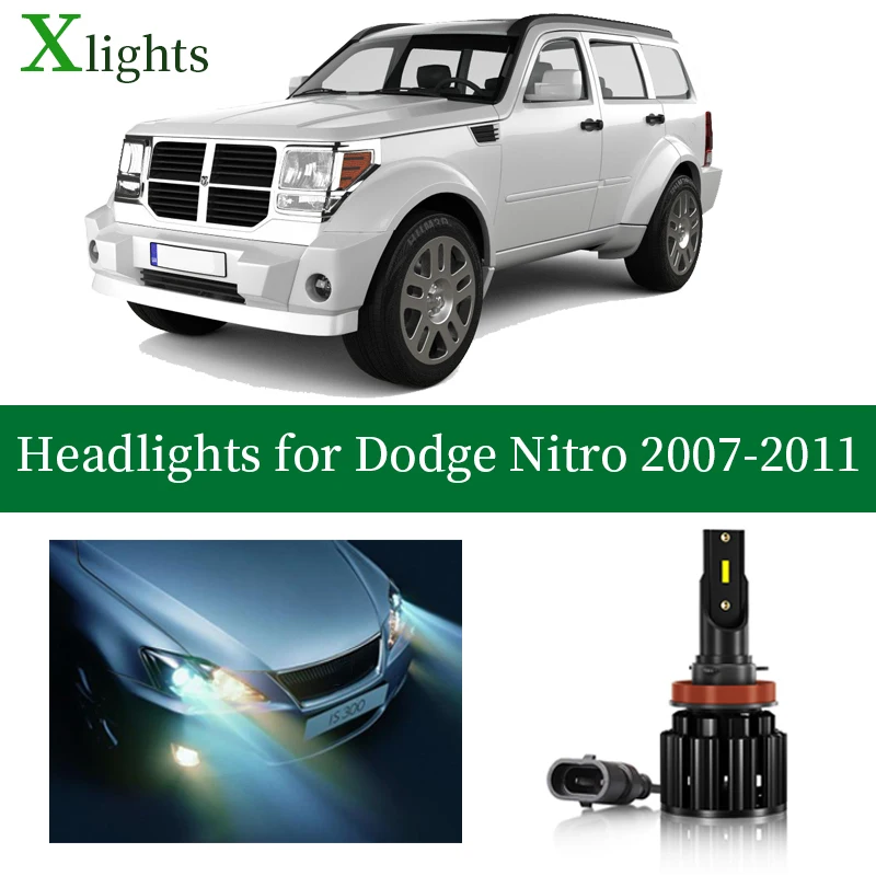 

Xlights Bulb For Dodge Nitro 2007 2008 2009 2010 2011 Led Headlight Low High Beam Canbus Headlamp Lamp Light Accessories 12V 24V