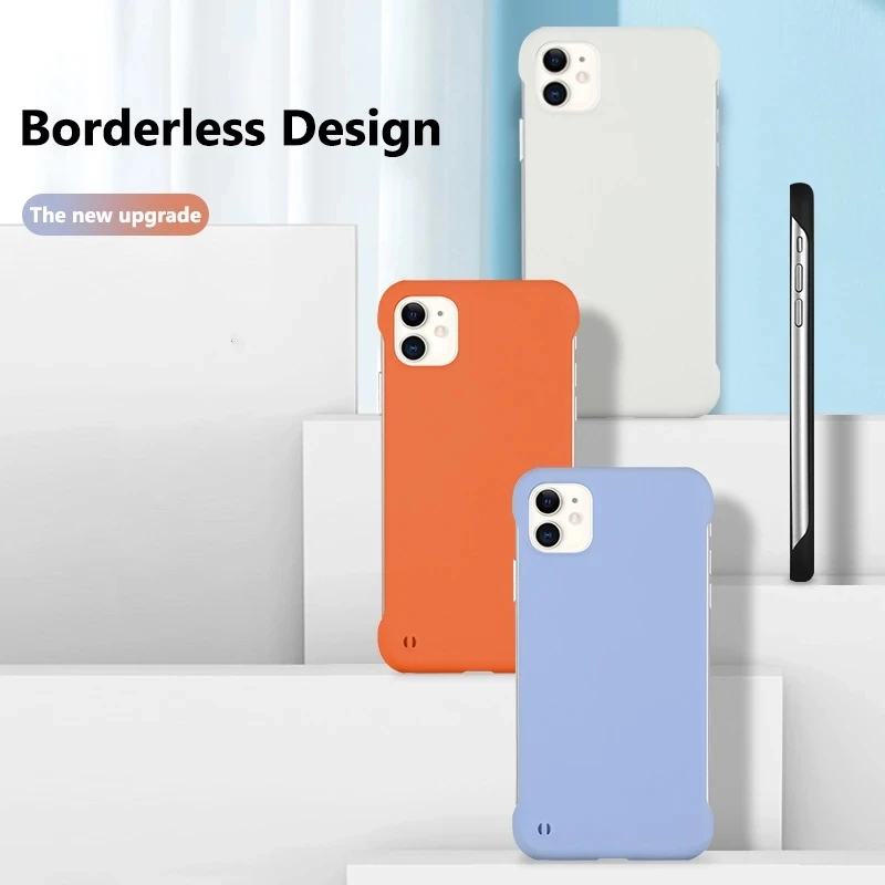 Slim Hard PC Frameless Phone Case For iPhone 13 12 11 Pro Max Mini XR XS X 6 6S 7 8 Plus SE 2 Shockproof Matte Solid Color Cover