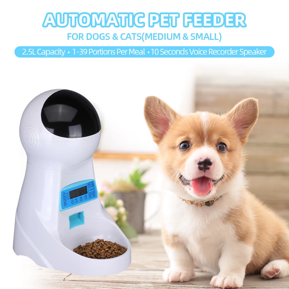 

Automatic Pet Feeder Dog Cat Food Dispenser with Voice Record Remind Timer Programmable Portion Control Distribution Alarm