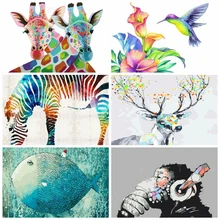 AZQSD DIY животные картина маслом по номерам для взрослых полный набор красок по номерам холст настенная живопись 50x40 см