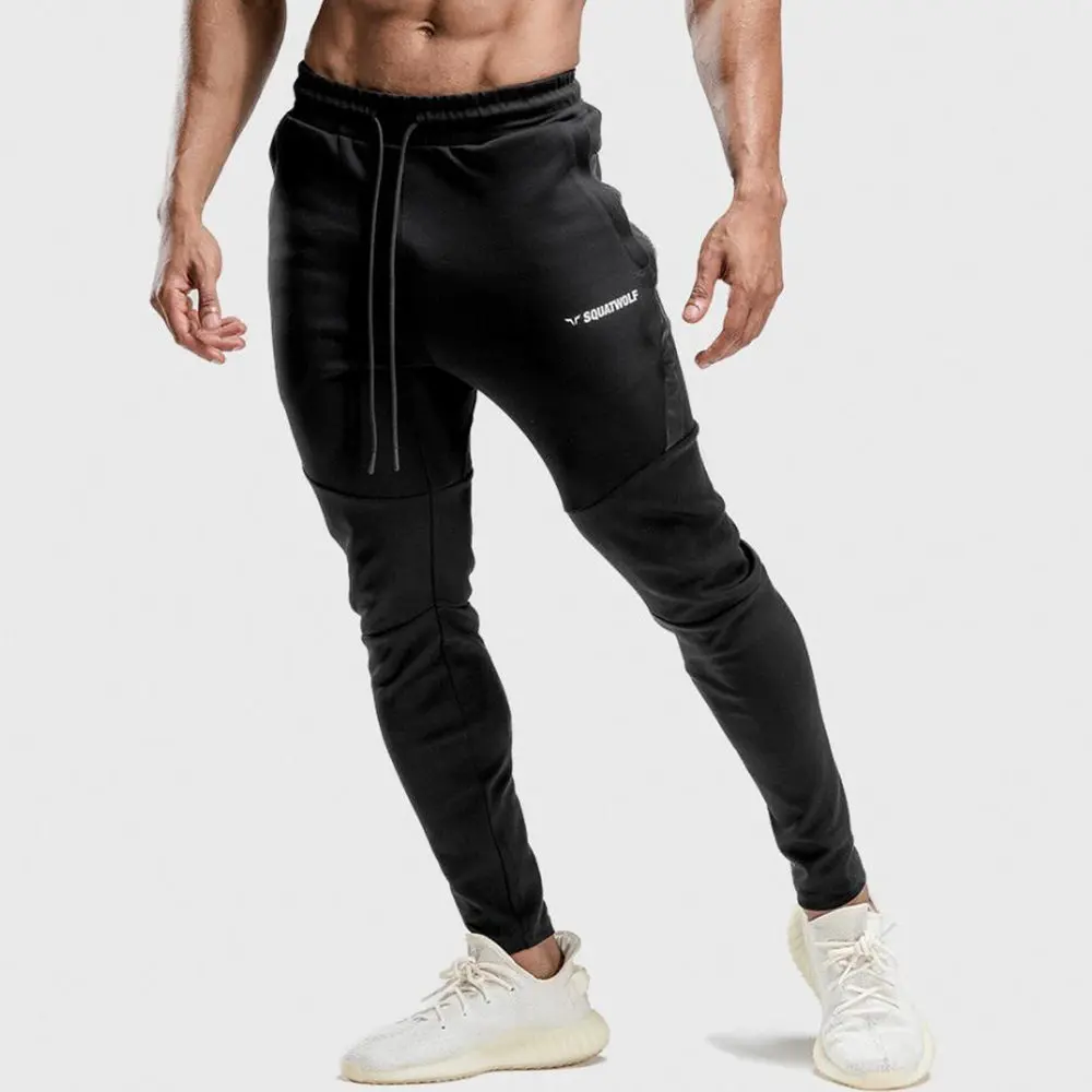 Новые спортивные штаны для бега мужские повседневные облегающие брюки тренажерные залы Фитнес Спортивный костюм спортивные брюки осенние мужские хлопковые тренировочные штаны - Цвет: Черный