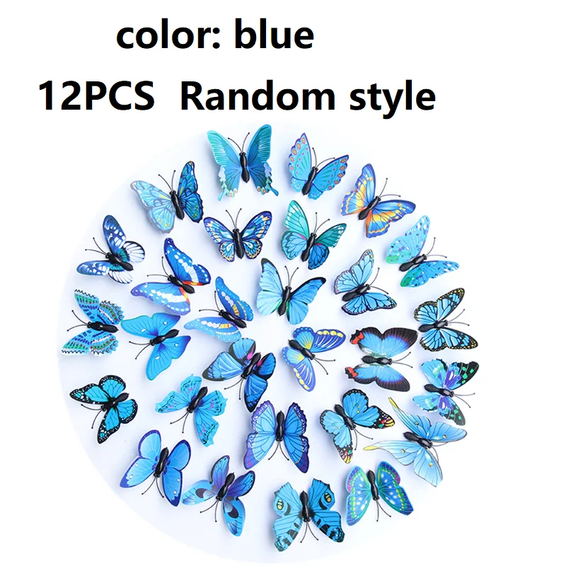 T0031-blue ПВХ имитация бабочки креативные ремесла магнитный холодильник занавес украшение бабочка - Цвет: T0031-blue