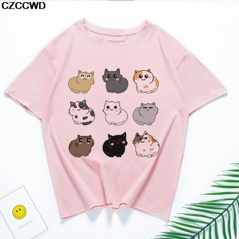 Funny Kawaii Cute Shiba Inu Dog T-shirt Women Gift Print Pink T-shirt Summer Loose Harajuku T Shirt Streetwear Clothes Tops Tees