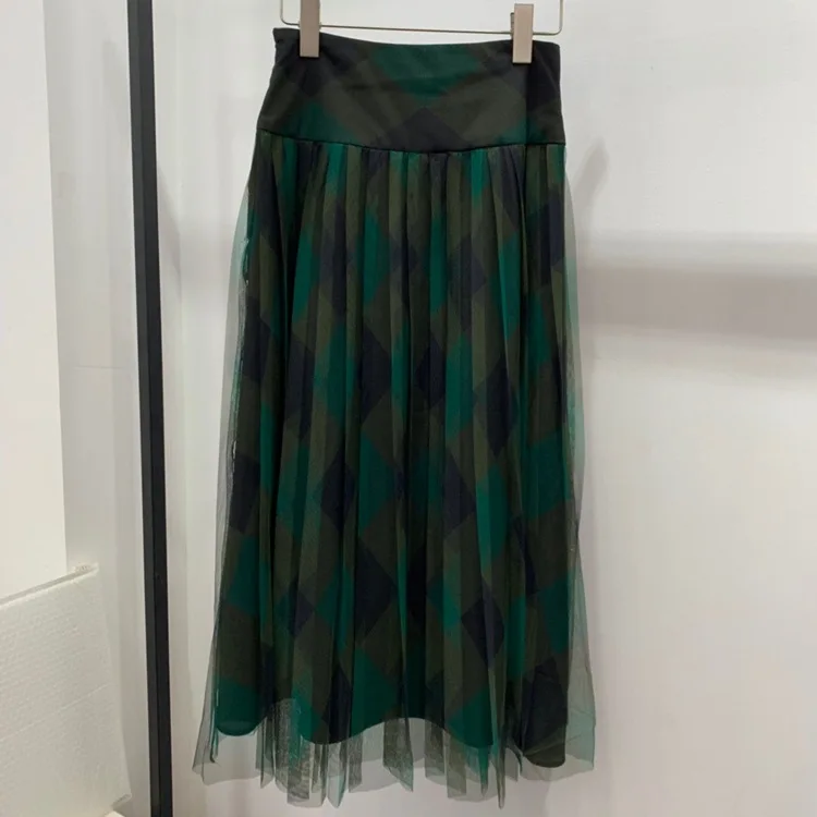Женские юбки-карандаш в английском стиле 2019, осенняя Женская клетчатая юбка высокого качества с поясом A938