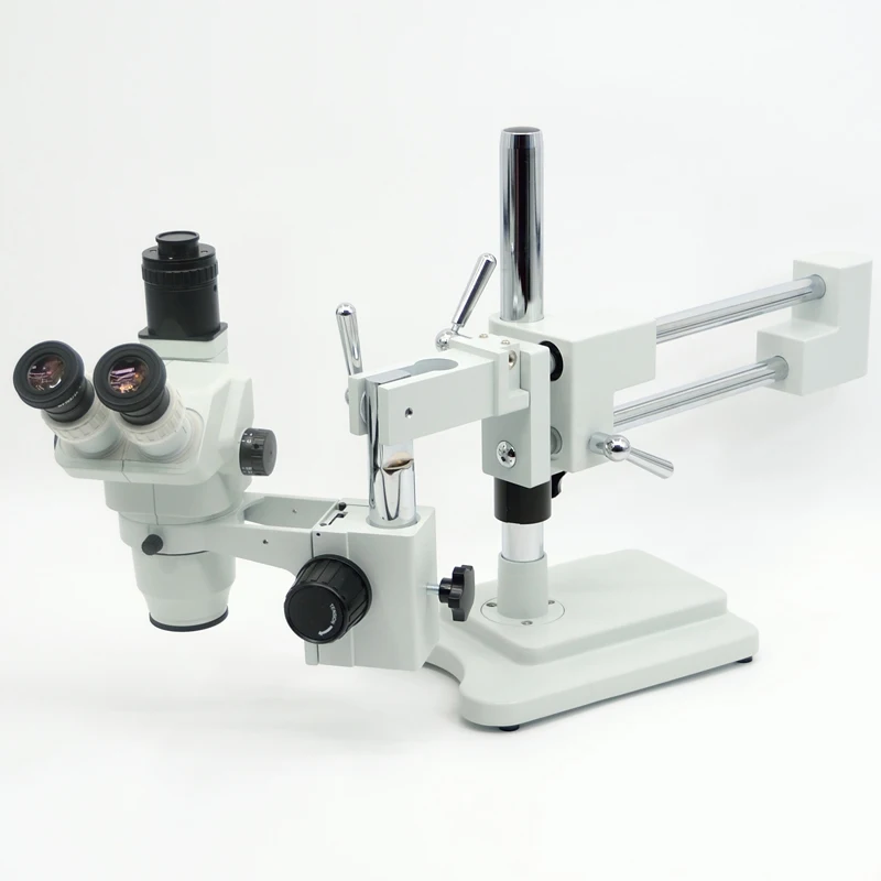 

FYSCOPE 6.7X-45X ! DOUBLE BOOM STAND TRINOCULAR HEAD INSPECT STEREO ZOOM MICROSCOPE+144LED