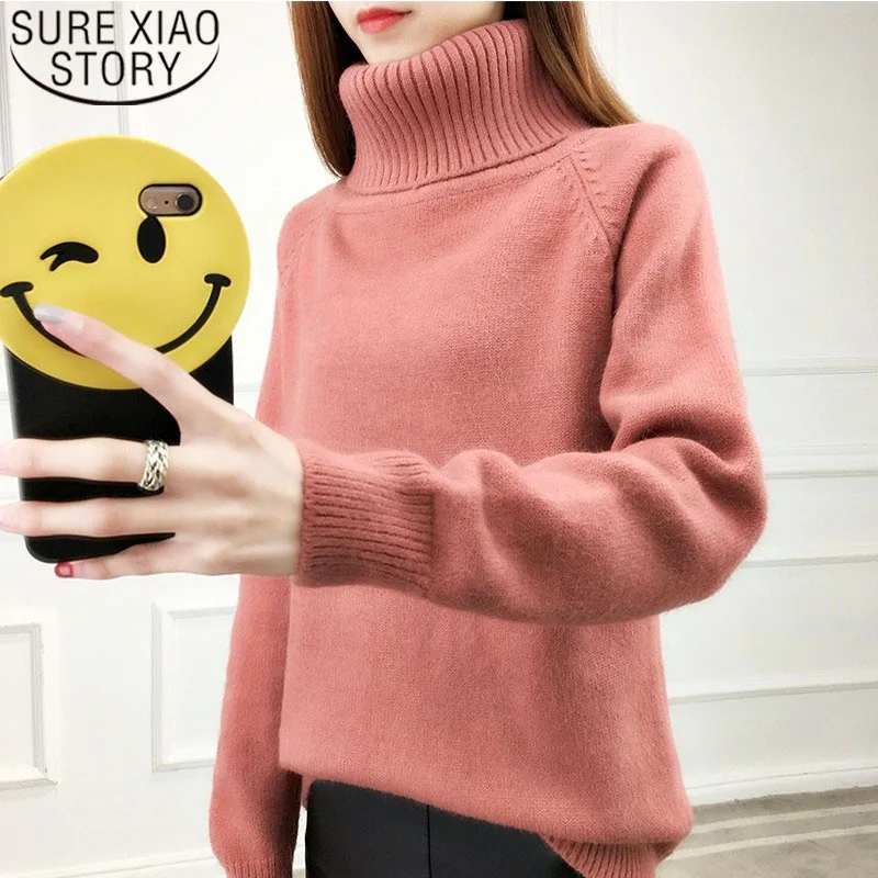 

2019 Fashion Women Winter Sweaters Turtleneck Long Sleeve Sweet Long Sleeve Women Winter Tops Soft Knit Sweater Women 5289 50