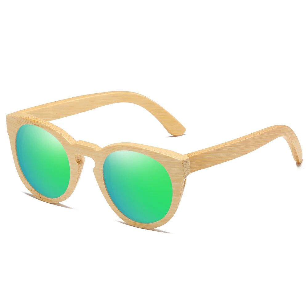 GM женские солнцезащитные очки, женские Поляризованные Ретро Винтажные Солнцезащитные очки, мужские деревянные бамбуковые солнцезащитные очки, брендовые дизайнерские квадратные очки S824 - Цвет линз: Green