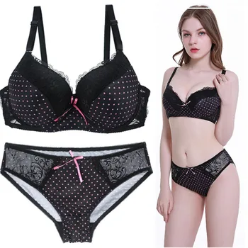 

Sexy Lace Bra and Panties Set Big Size Women‘s Underwear Lingerie Set Embroidery Plus Size Sexy Dot Push Up Bra Set Femme