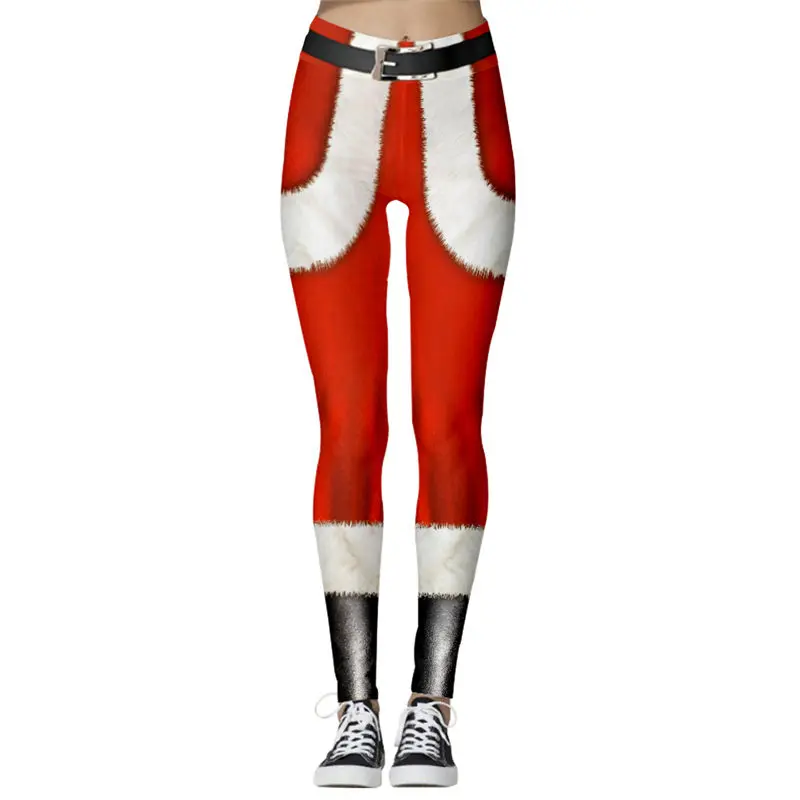 Женские леггинсы с высокой талией, леггинсы с рождественским принтом в виде снежинок, дышащие рождественские штаны, леггинсы для фитнеса - Цвет: D101814